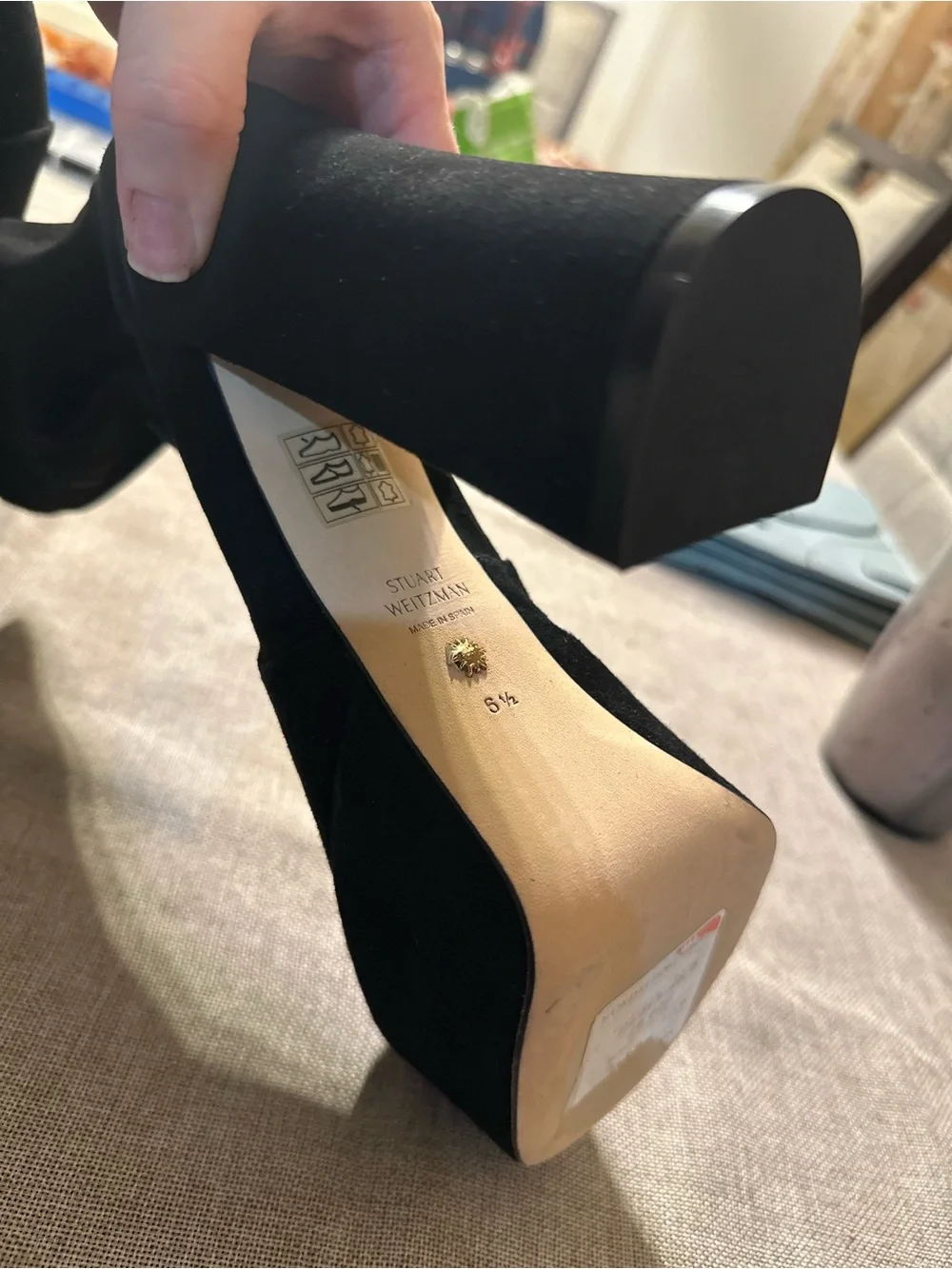 Stuart Weitzman Black Suede Platform Ankle Boots